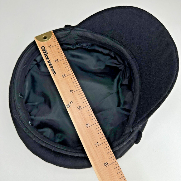 Chic Black Suede Newsboy Style Curved Peak Flat Cap Brim with Side Button Detail - Picture 11 of 12